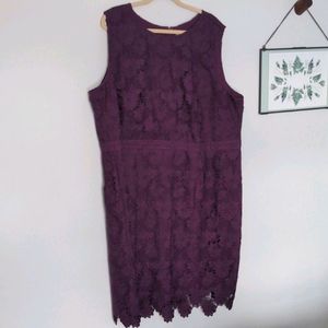 Plum lace sheath dress